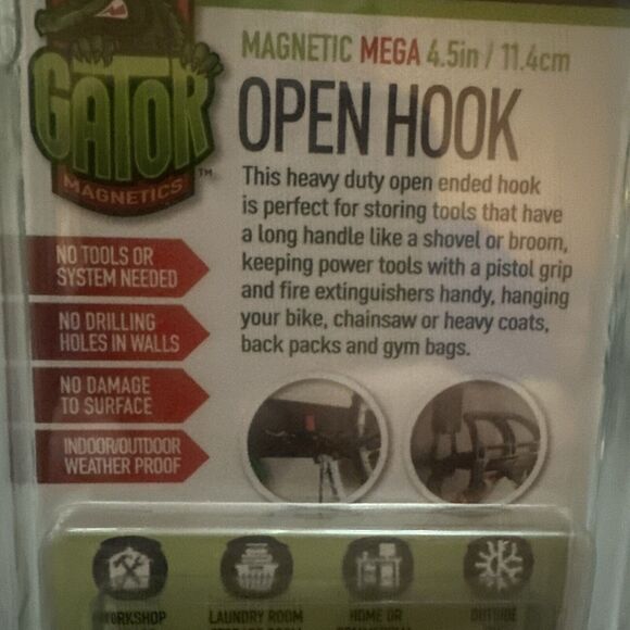 Gator Open Hook 45 Lbs Magnetic 4.5 Inch 11.4cm Mega Black 300037 {AA} - Picture 7 of 16